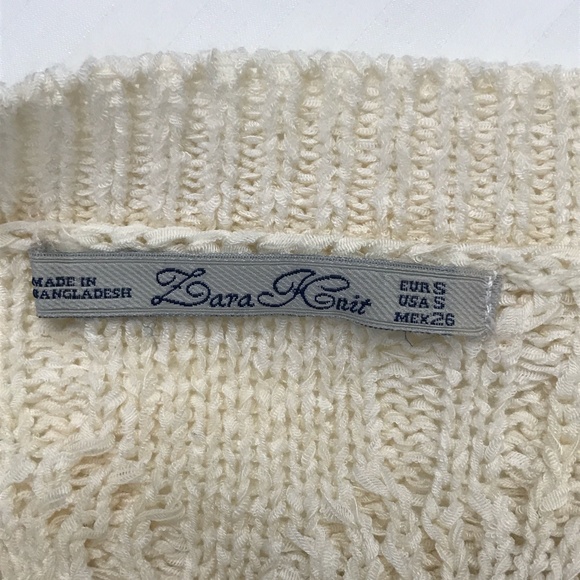 Zara - Cream Cable knit Shirt/Top - 3/4 sleeves- S - Picture 7 of 7